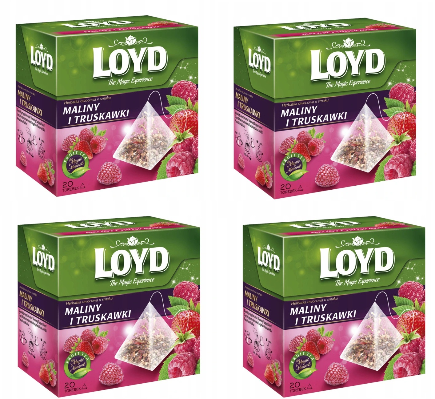 LOYD Herbata Malina i Truskawka – 80 torebek piramidki