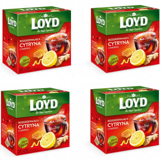 LOYD Herbata rozgrzewająca o smaku imbiru, cytryny i miodu – 80 torebek piramidki