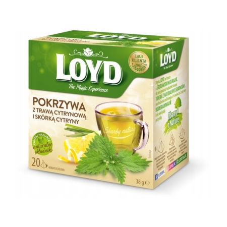 LOYD Herbata Pokrzywa z trawą cytrynową o smaku cytryny piramidki