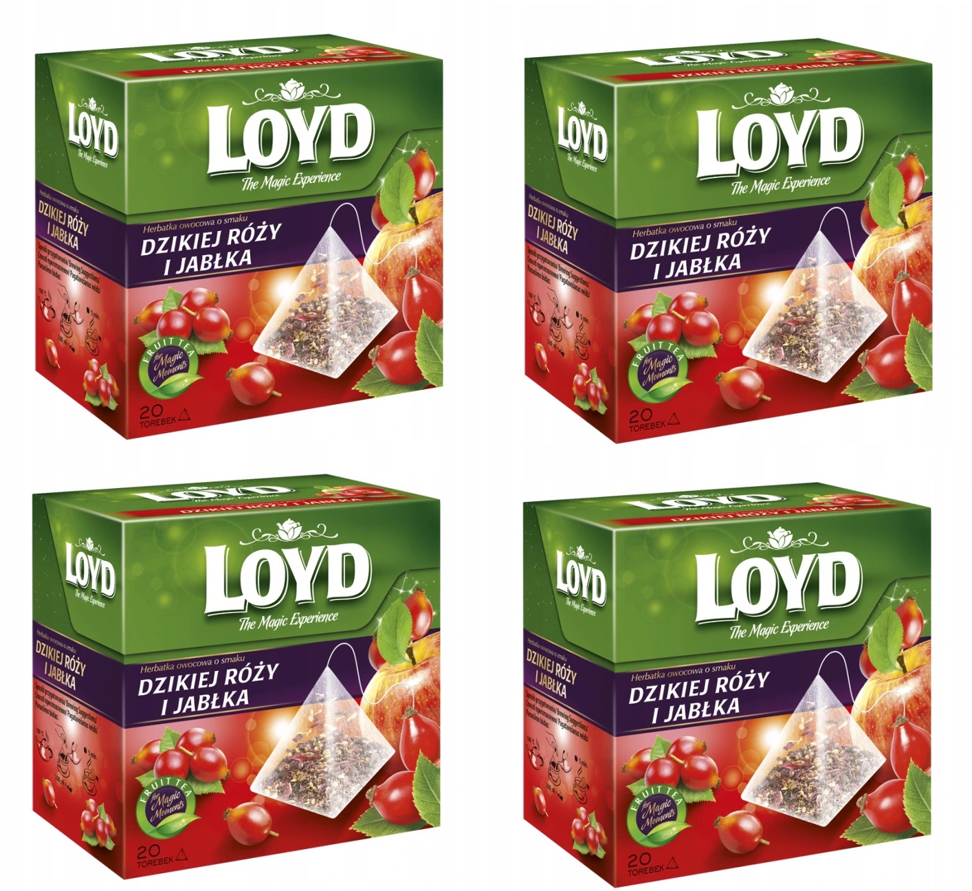 LOYD Herbata Dzika Róża z Jabłkiem – 80 torebek piramidki