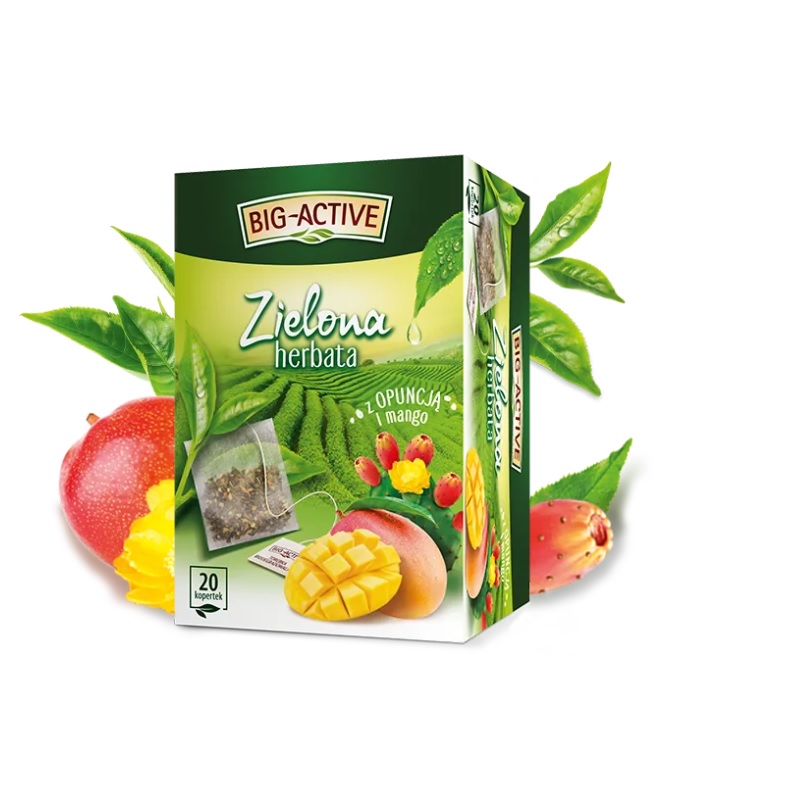 BIG ACTIVE Herbata zielona z opuncją i mango 20tb