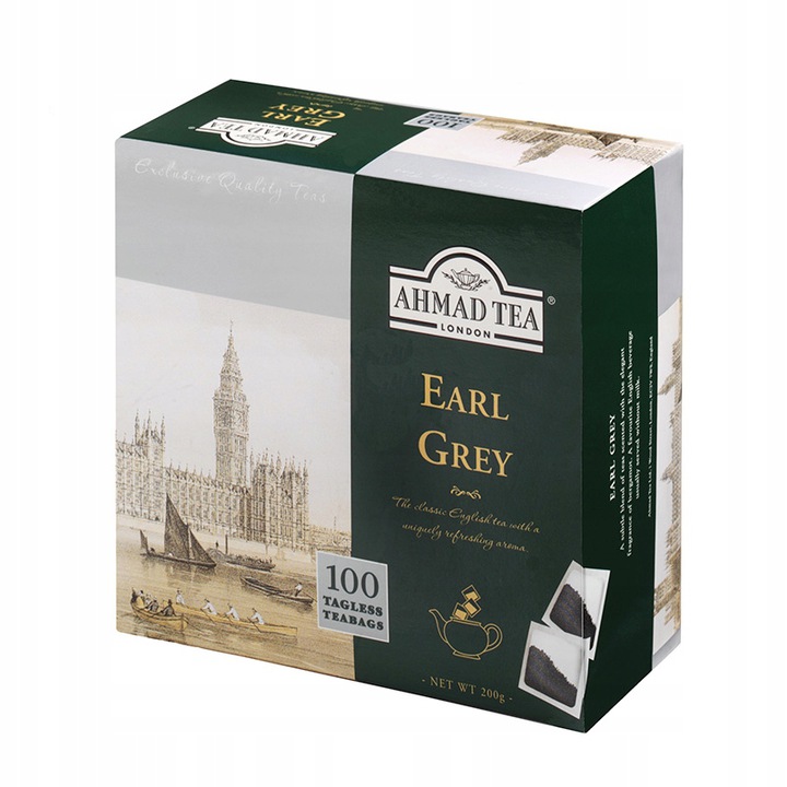 Ahmad Tea Earl Grey Herbata ekspresowa 100 torebek bez zawieszki
