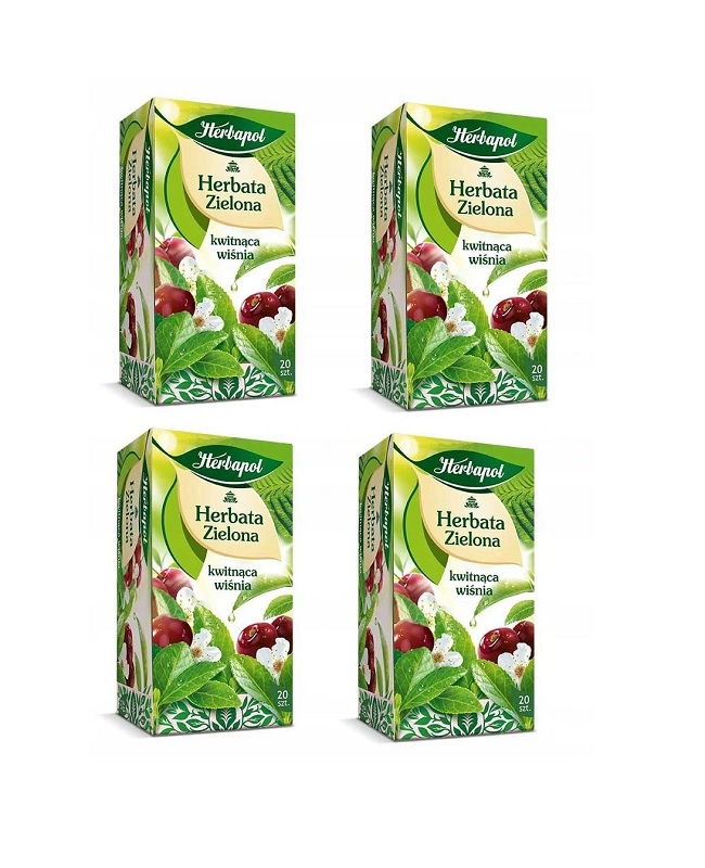 Herbata zielona z owocem wiśni, aromatyzowana Herbapol – 4szt