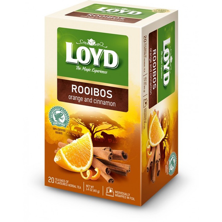 Herbata Loyd Rooibos Sense pomarańcza z cynamonem – 20 torebek