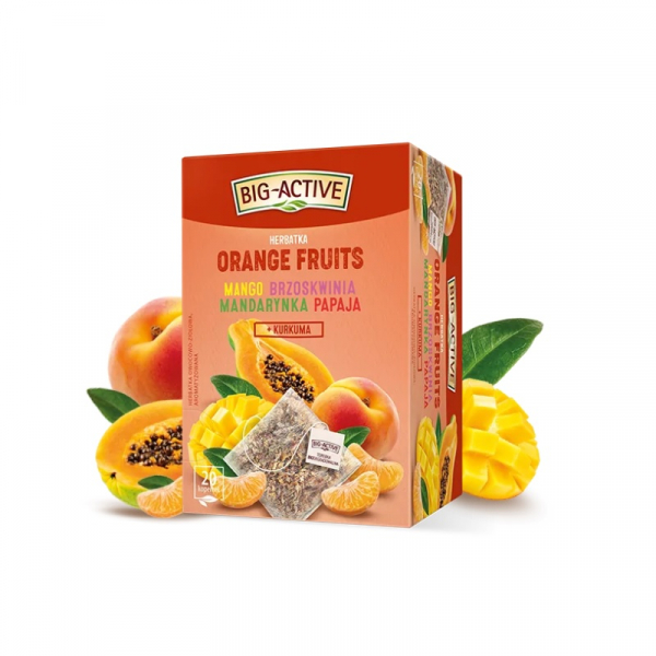 BIG ACTIVE Herbatka Orange Fruits mango, brzoskwinia, mandarynka i papaja 20tb