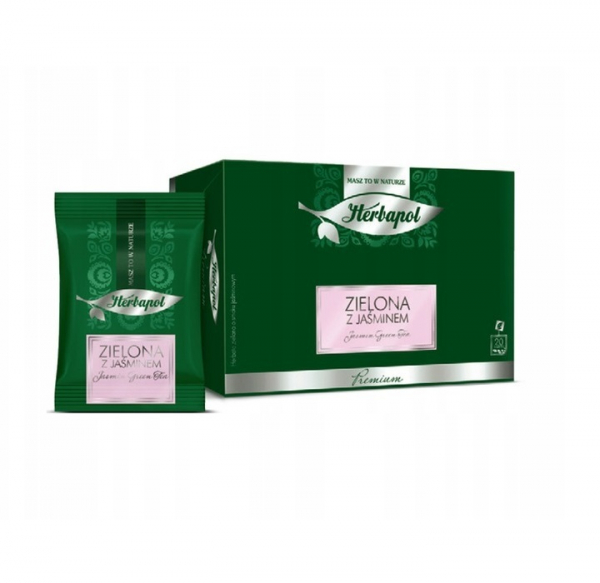 Herbapol Herbata Premium kopertowana – zielona z jaśminem 20 torebek