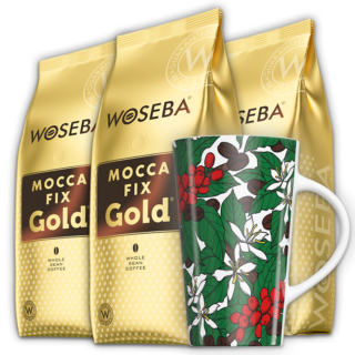 ZESTAW Kawa ziarnista WOSEBA MOCCA FIX GOLD 3kg + kubek