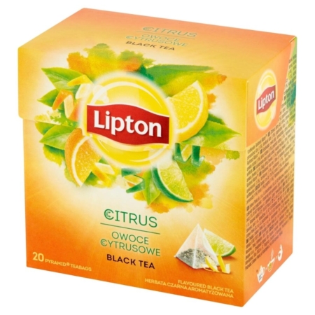 Herbata Lipton czarna owoce cytrusowe piramidki 20tb