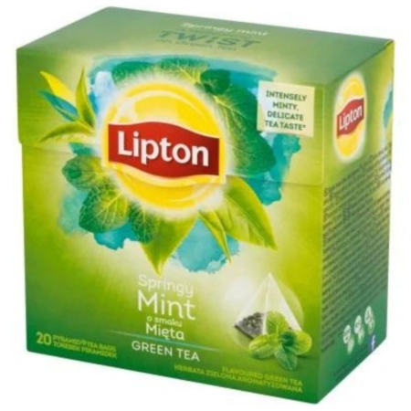 Herbata Lipton zielona z miętą piramidki 20tb